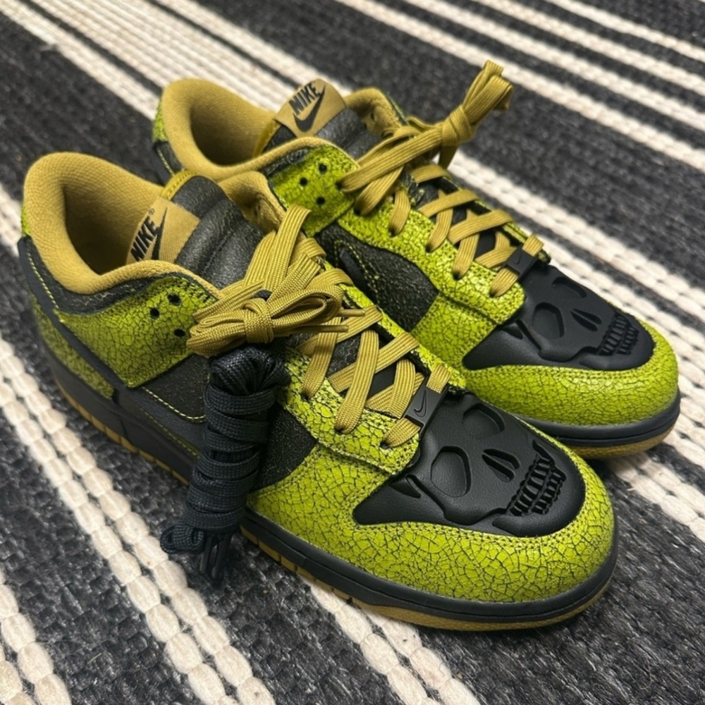 Nike Dunk Low Halloween Skull Bright Cactus Black Men’s Size 10.5